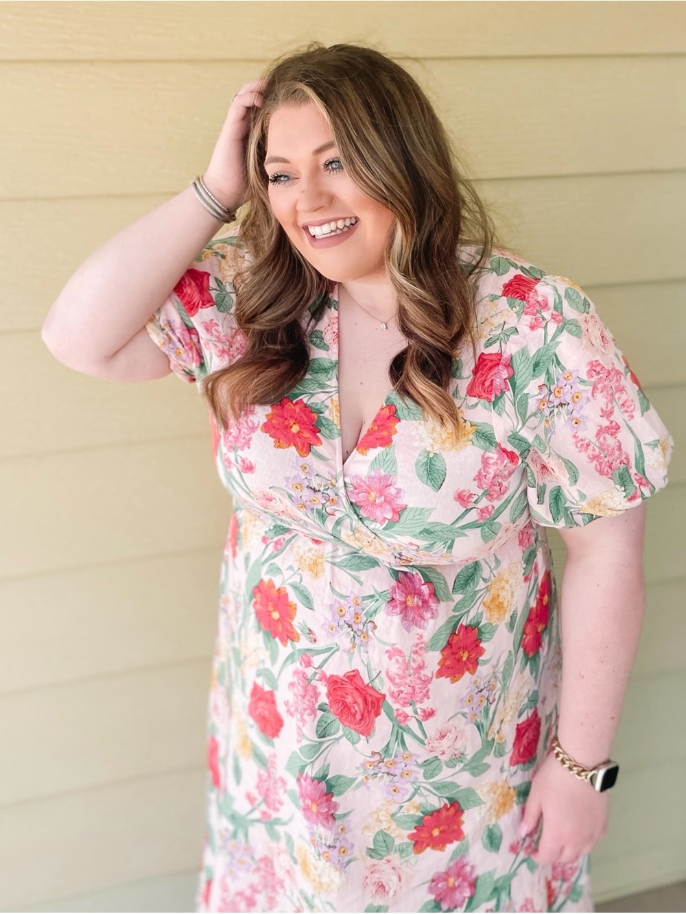 Old Navy Pink Floral Maxi Dress with Green Leaf Print - Picture 5 of 5